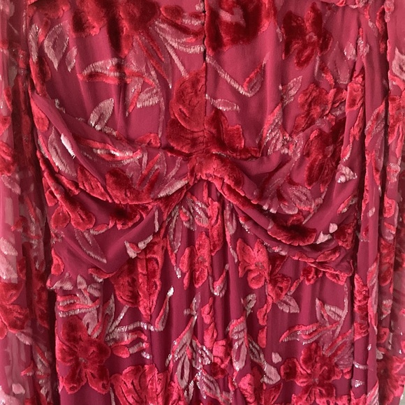 Erdem Carwen Dress 2018 Velvet Voile Jacquar Raspberry Size 6 - Picture 5 of 16